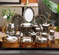 Black Versace dinner set for six people